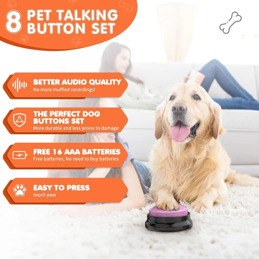 Dog Talking Buttons for Communication - 8 Recordable Buttons, Mat - My Pet Serenity
