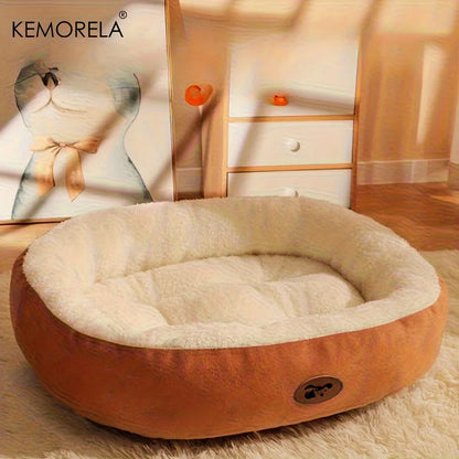 Plush Oval Pet Bed for Dogs & Cats Washable All-Season Cushion - My Pet Serenity
