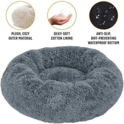 Round Dog and Cat Bed Winter Plush Washable Pet Bed for All Sizes - My Pet Serenity