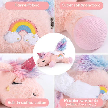 Puppy Plush Unicorn Dog Toy Heartbeat Sound - Sleep Aid, Durable - My Pet Serenity