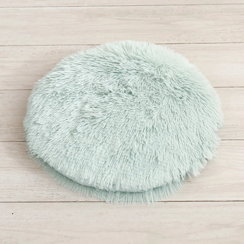 Round Cat & Small Dog Bed - Plush Fleece Sleep Mat, Cozy Nest - My Pet Serenity