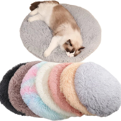 Round Cat & Small Dog Bed - Plush Fleece Sleep Mat, Cozy Nest - My Pet Serenity