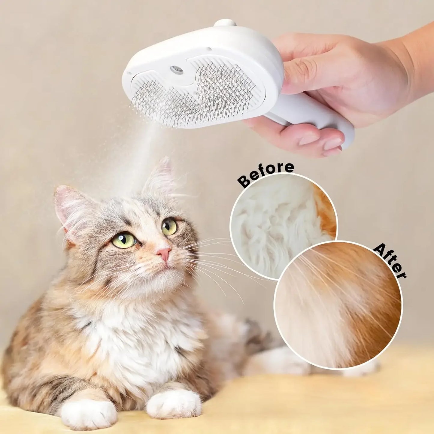 Pet grooming steam brush for dogs and cats - hair removal & cleaning - My Pet Serenity