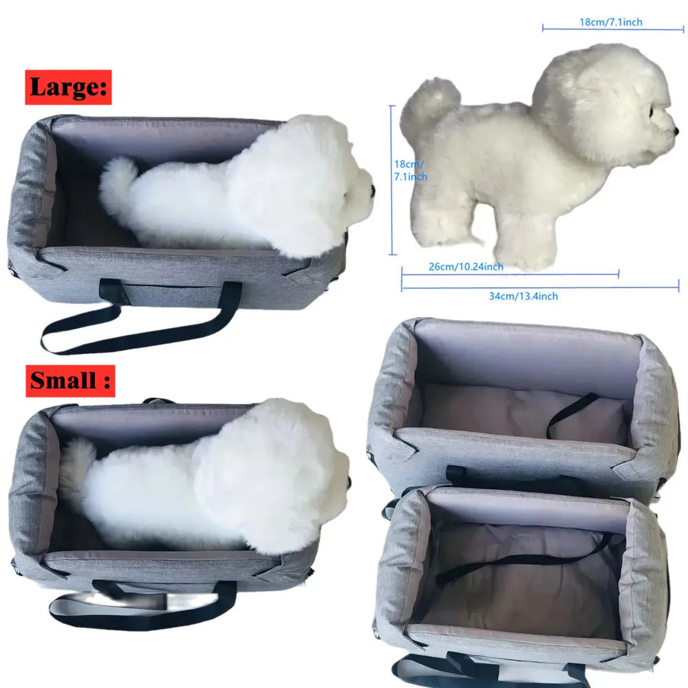 Dog Car Seat Bed Portable Carrier for Small Dogs & Cats Travel - My Pet Serenity