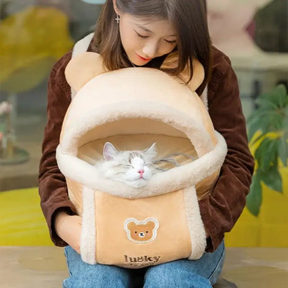 Plush Backpack Carrier for Small Cats and Dogs, Portable Travel - My Pet Serenity