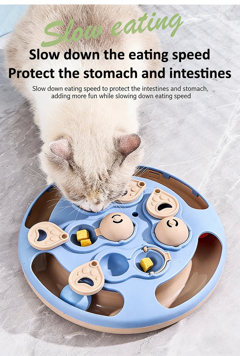Cat Puzzle Toy Slow Feeder for Indoor Cats, Interactive Turntable - My Pet Serenity