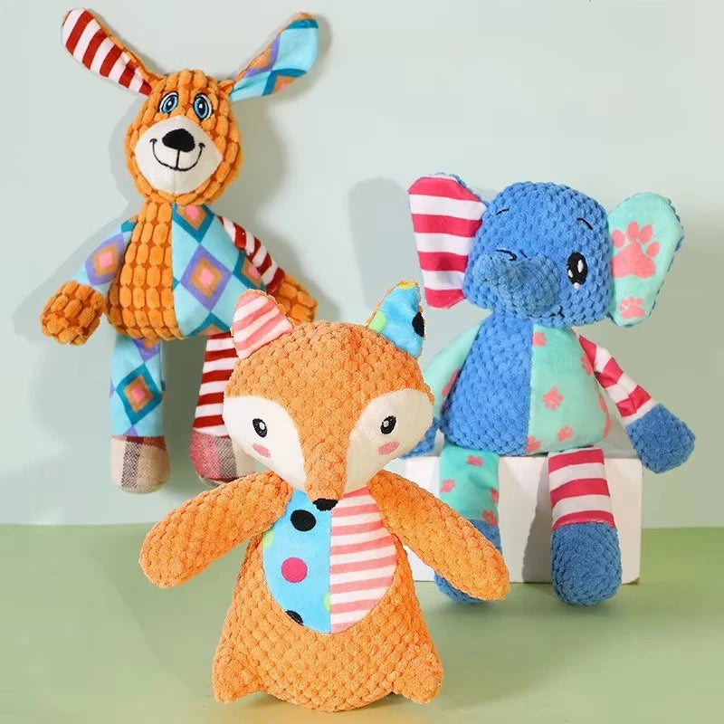 Dog Plush Toy Elephant Squeaky Chew, Bite-Resistant Teething Toy - My Pet Serenity