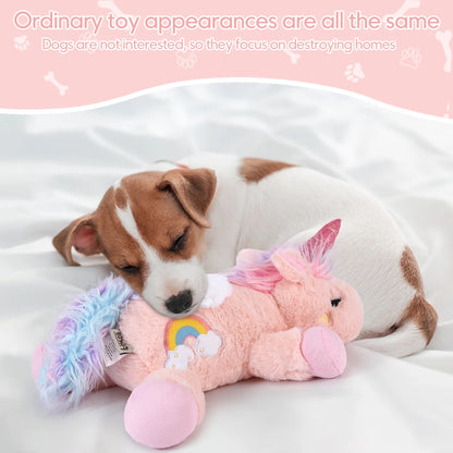 Puppy Plush Unicorn Dog Toy Heartbeat Sound - Sleep Aid, Durable - My Pet Serenity