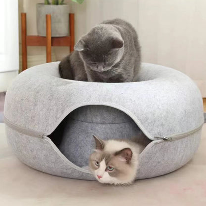 Cat Tunnel Bed - Interactive Felt Indoor Toy for Cats and Kittens - My Pet Serenity