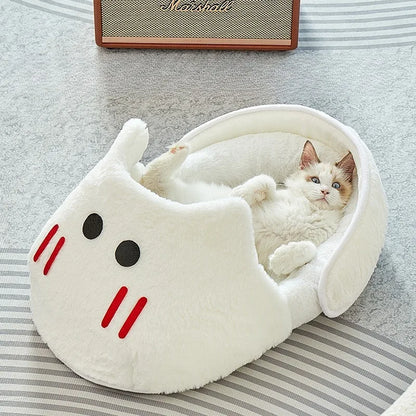 Semi-Enclosed Cat Kennel for Winter Warmth - All-Season Non-Slip Gray - My Pet Serenity