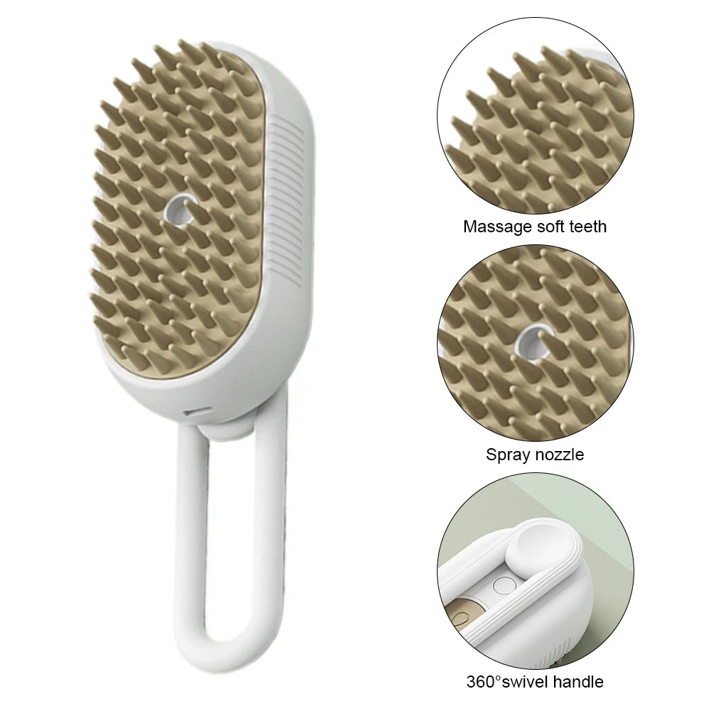 Electric Pet Steam Brush 3-in-1 Hair Removal & Water Spray for Cats - My Pet Serenity
