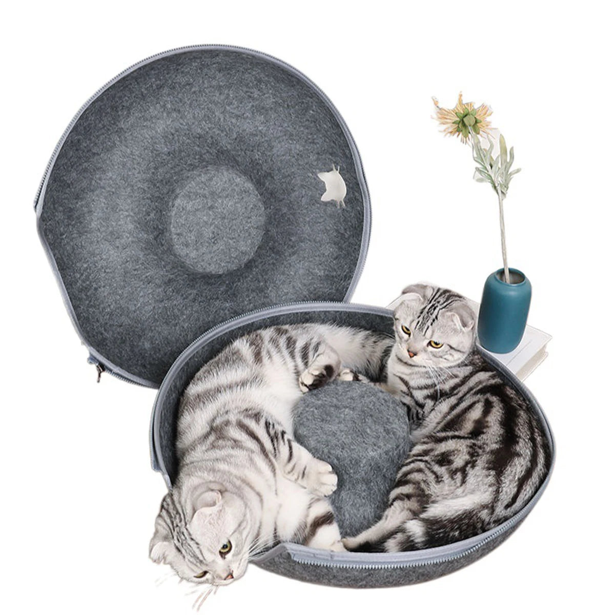 Cat Tunnel Bed - Interactive Felt Indoor Toy for Cats and Kittens - My Pet Serenity