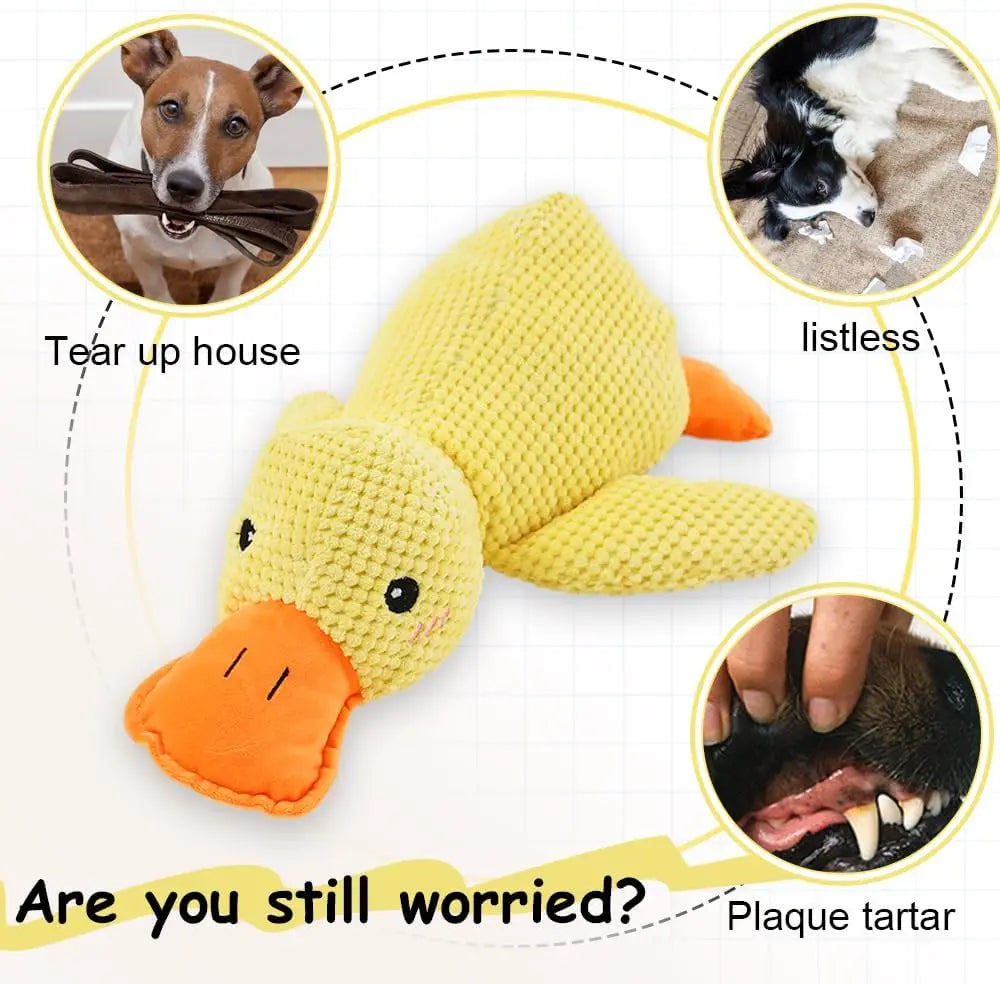 Duck Plush Dog Toy Chew-Resistant Quacking Sound Soft Durable Toy Dogs - My Pet Serenity