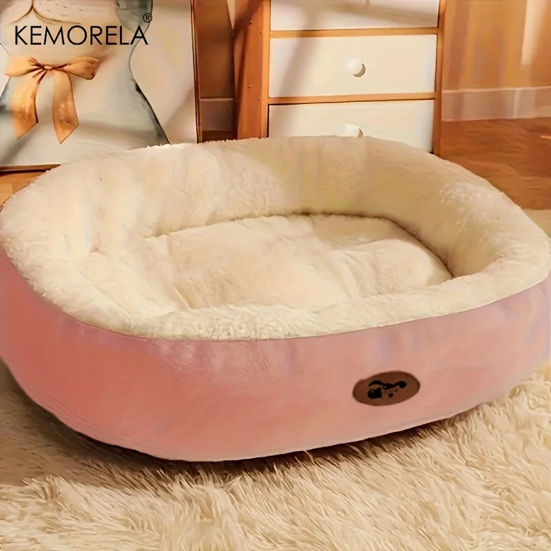 Plush Oval Pet Bed for Dogs & Cats Washable All-Season Cushion - My Pet Serenity