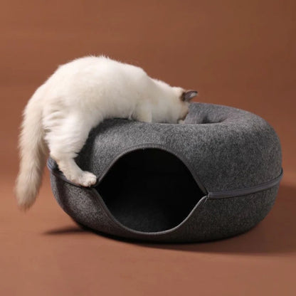 Cat Tunnel Bed - Interactive Felt Indoor Toy for Cats and Kittens - My Pet Serenity