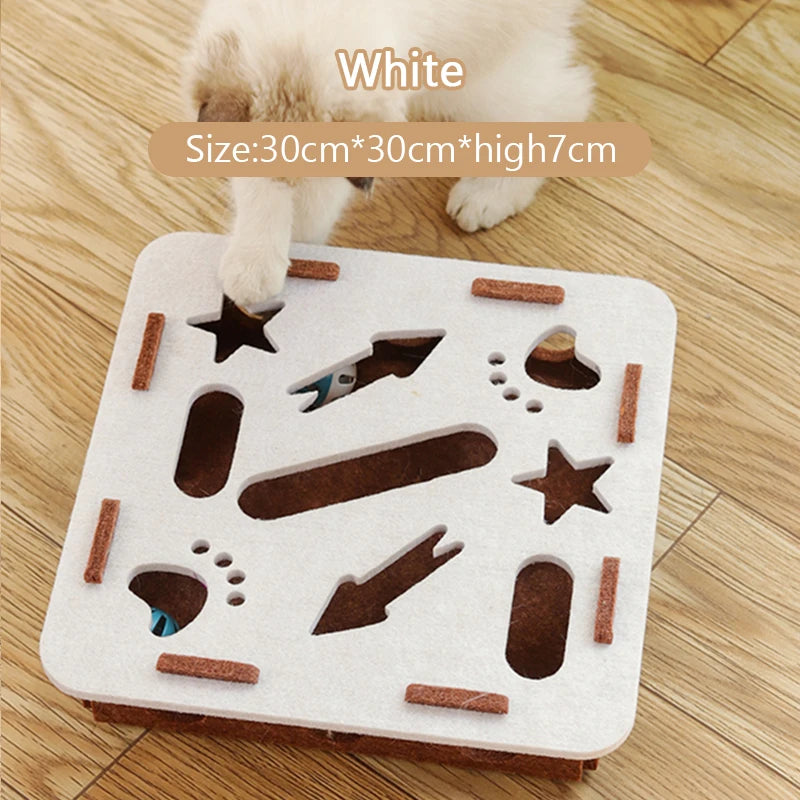 Cat Puzzle Toy Felt Box with Ball Indoor Exercise Toy for Cats - My Pet Serenity