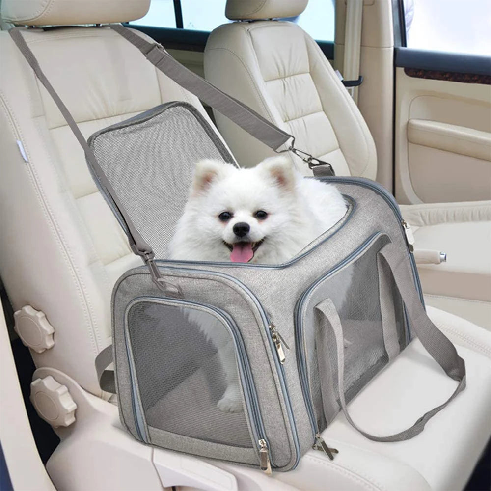 Collapsible Cat & Dog Carrier for Small/Medium Pets up to 15 lbs - My Pet Serenity