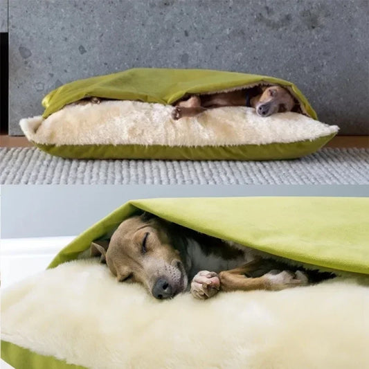 Large dog bed with removable cover, warm kennel and blanket - My Pet Serenity