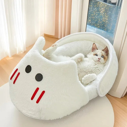 Semi-Enclosed Cat Kennel for Winter Warmth - All-Season Non-Slip Gray - My Pet Serenity