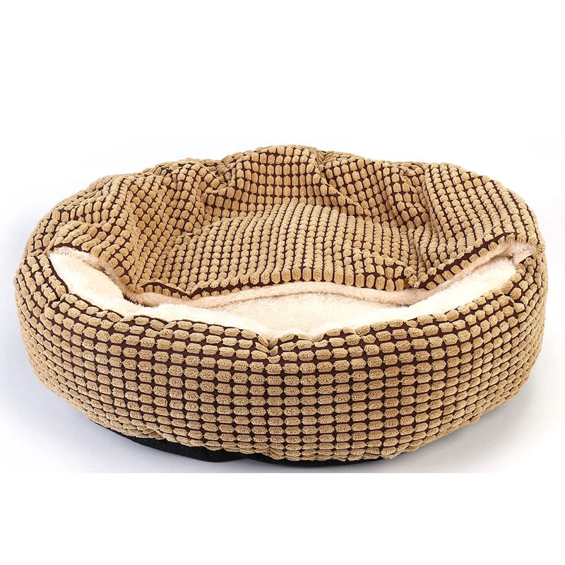 Hooded Orthopedic Donut Dog Bed Fluffy Washable Non-Slip Calming Cave - My Pet Serenity