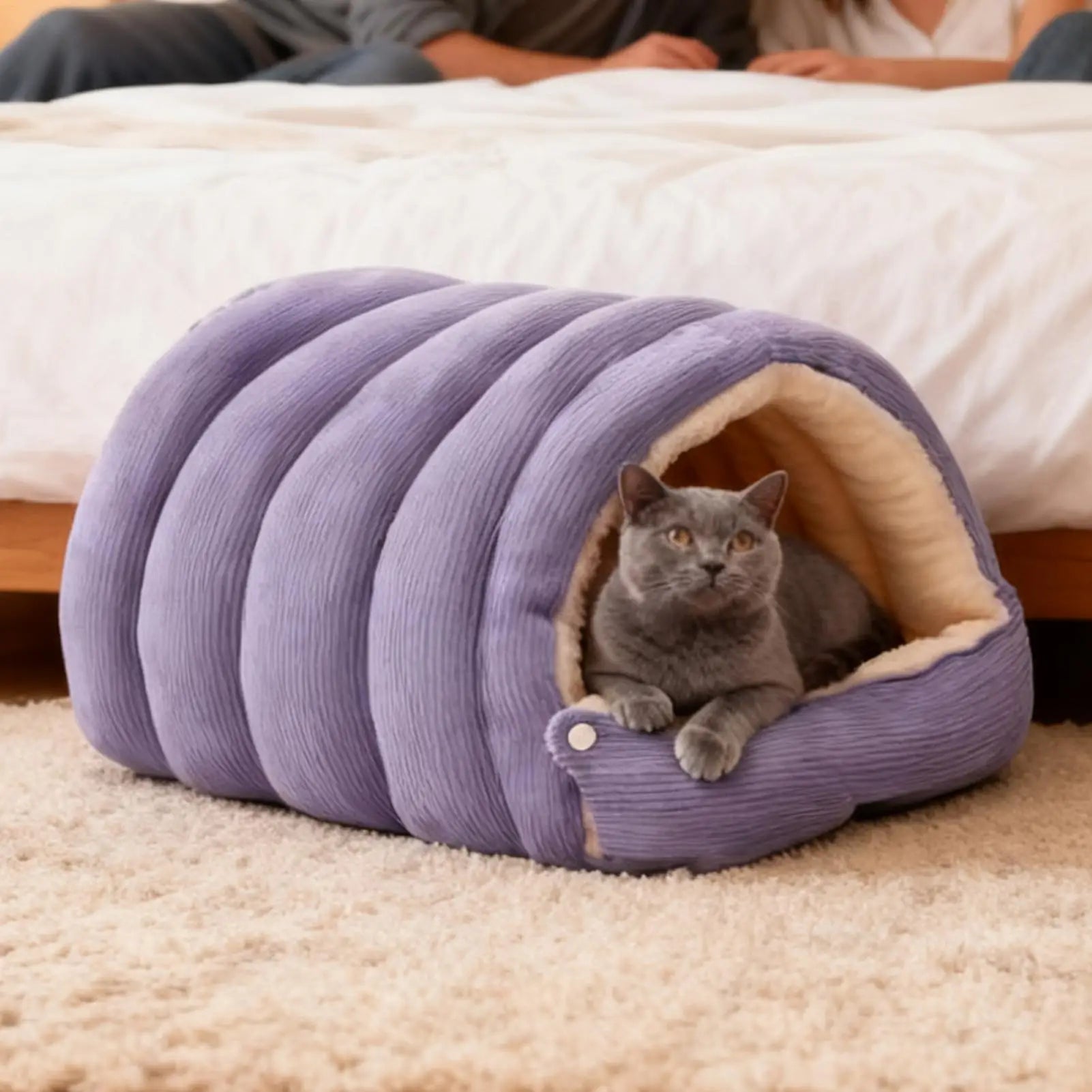 Winter Thickened Cat Bed Indoor Washable Plush Enclosed Warm Pet Bed - My Pet Serenity
