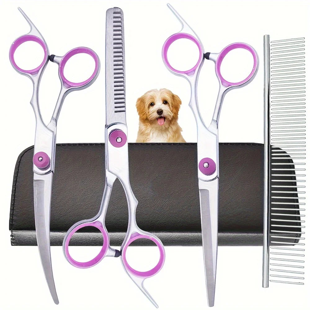 5-in-1 Dog Grooming Scissors with Curved Knife & Comb for Dogs & Cats - My Pet Serenity