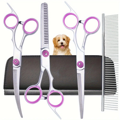 5-in-1 Dog Grooming Scissors with Curved Knife & Comb for Dogs & Cats - My Pet Serenity