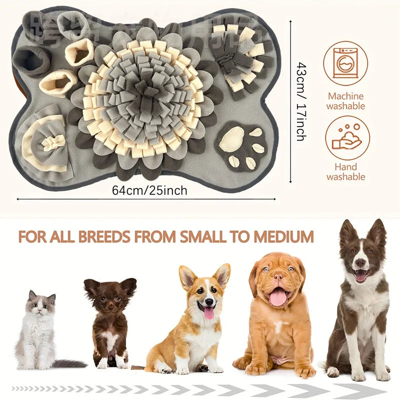 Snuffle Mat for Small/Medium Dogs - Soft Fleece, Squeaky Toy, SlowFeed - My Pet Serenity