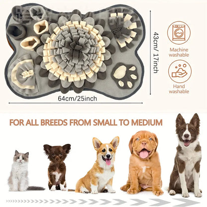 Snuffle Mat for Small/Medium Dogs - Soft Fleece, Squeaky Toy, SlowFeed - My Pet Serenity