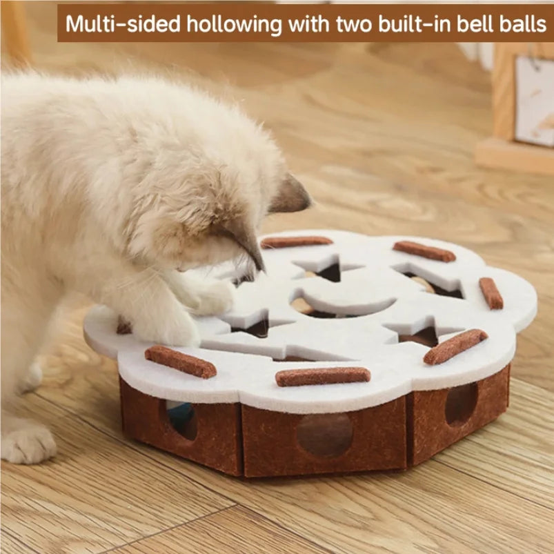 Cat Puzzle Toy Felt Box with Ball Indoor Exercise Toy for Cats - My Pet Serenity