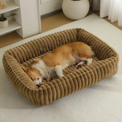 Rectangular Plush Dog Bed for Winter - Small to Large Pets & Cats - My Pet Serenity