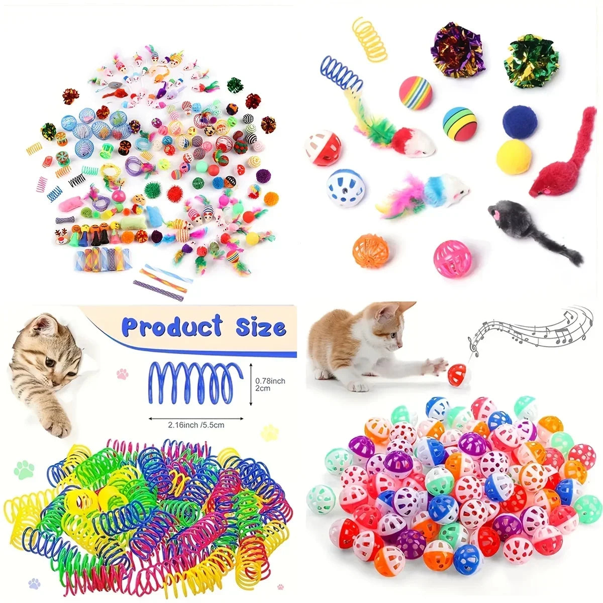 Cat Toys Mix Pack (56/28/14 pcs): Plastic & Plush for Multiple Cats - My Pet Serenity