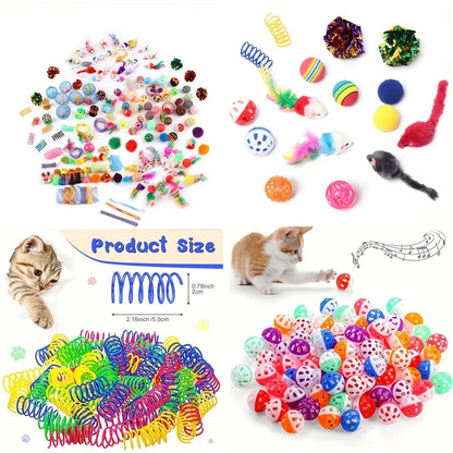 Cat Toys Mix Pack (56/28/14 pcs): Plastic & Plush for Multiple Cats - My Pet Serenity