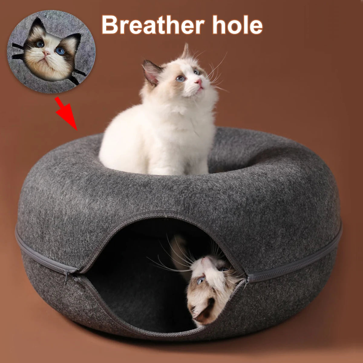 Cat Tunnel Bed - Interactive Felt Indoor Toy for Cats and Kittens - My Pet Serenity