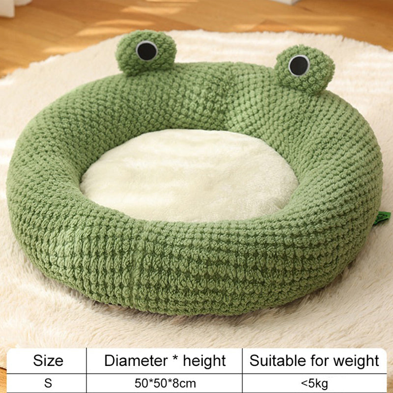 Winter Warm Dog Cat Nest Den - Plush Semi-Enclosed Frog Mattress - My Pet Serenity