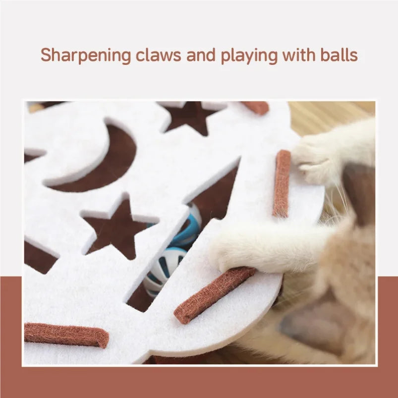 Cat Puzzle Toy Felt Box with Ball Indoor Exercise Toy for Cats - My Pet Serenity