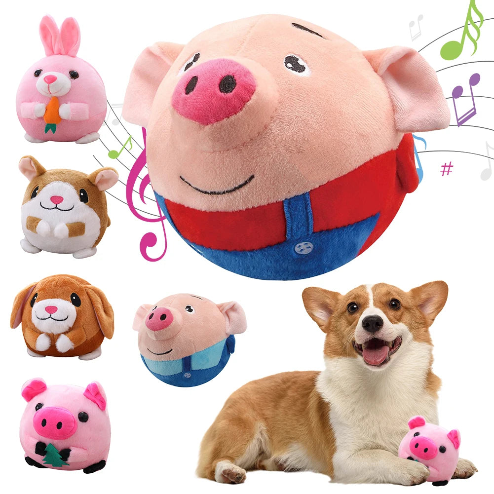 Plush Automatic Bouncing Dog Toy, Bite-Resistant Squeaky for Small Dog - My Pet Serenity