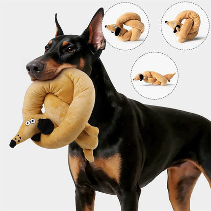 100cm Sausage Dog Plush Toy with Squeaker for Teething - My Pet Serenity