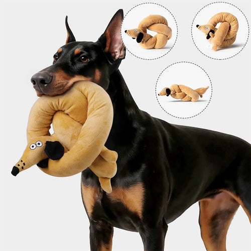 100cm Sausage Dog Plush Toy with Squeaker for Teething - My Pet Serenity
