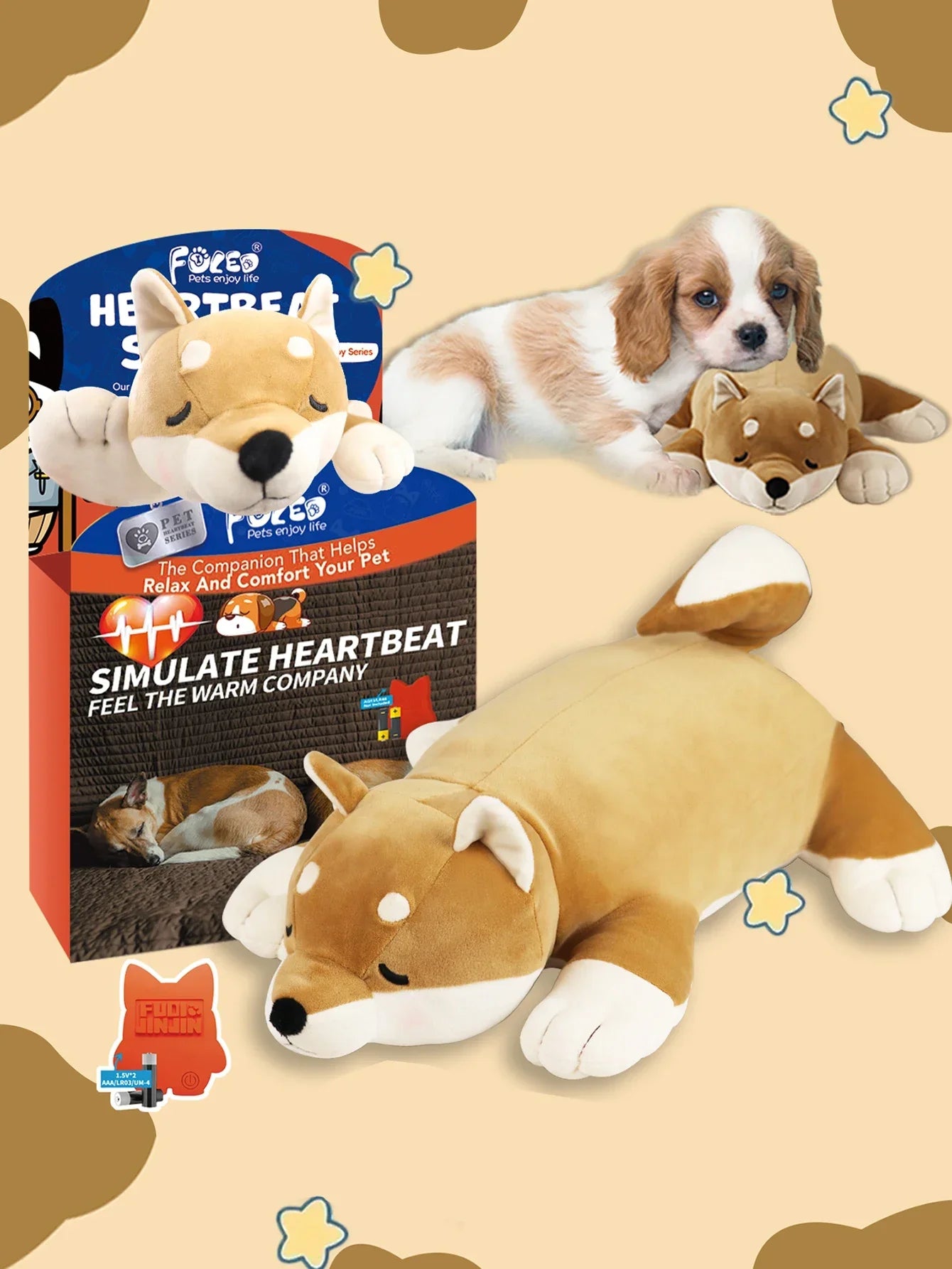 Dog Heartbeat Stuffed Toy for Puppies - Stress Relief & Calming Aid - My Pet Serenity