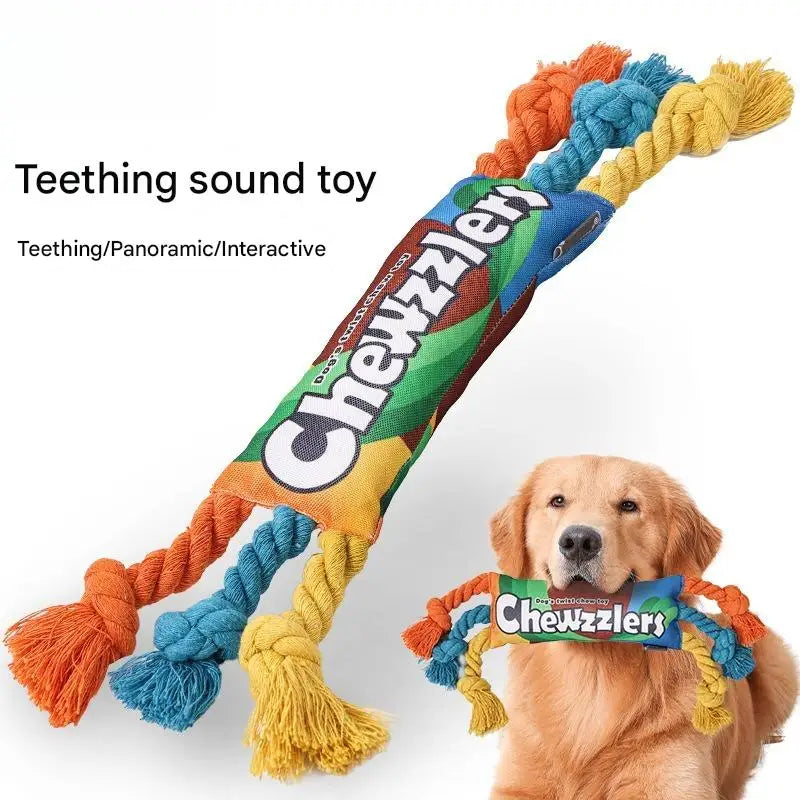 Rainbow Twist Candy Dog Chew Toy with Squeaker - Bite-Resistant - My Pet Serenity