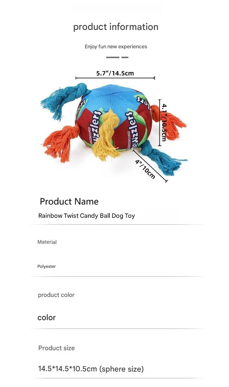 Rainbow Twist Candy Dog Chew Toy with Squeaker - Bite-Resistant - My Pet Serenity
