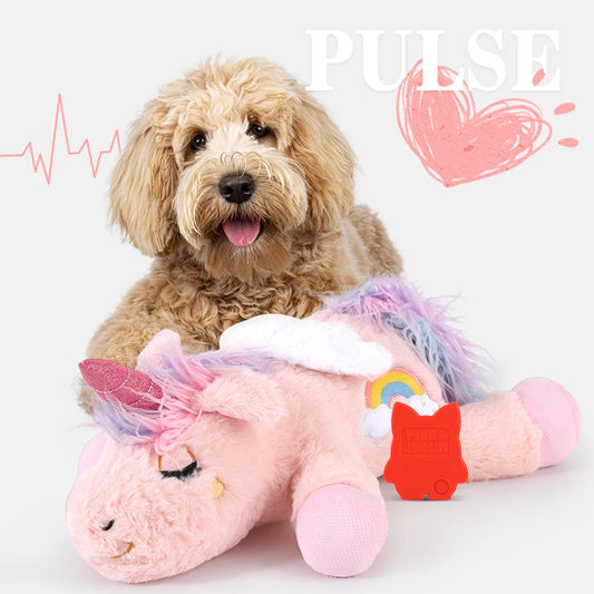 Puppy Plush Unicorn Dog Toy Heartbeat Sound - Sleep Aid, Durable - My Pet Serenity