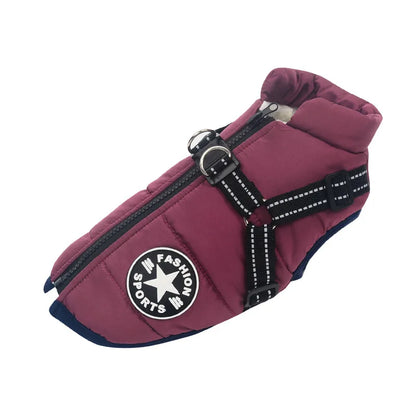 Winter Waterproof Dog Jacket with Harness - Large Breed Coat - My Pet Serenity