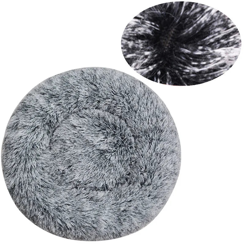 Round Dog and Cat Bed Winter Plush Washable Pet Bed for All Sizes - My Pet Serenity