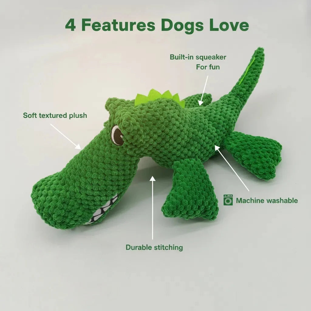 Large Crocodile Dog Toy - Indestructible Plush Squeaker Chew Toy - My Pet Serenity
