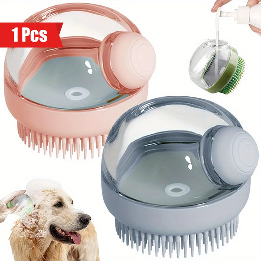 Dog Bath Brush with Soap Dispenser - Silicone Bristles, Pet Grooming - My Pet Serenity
