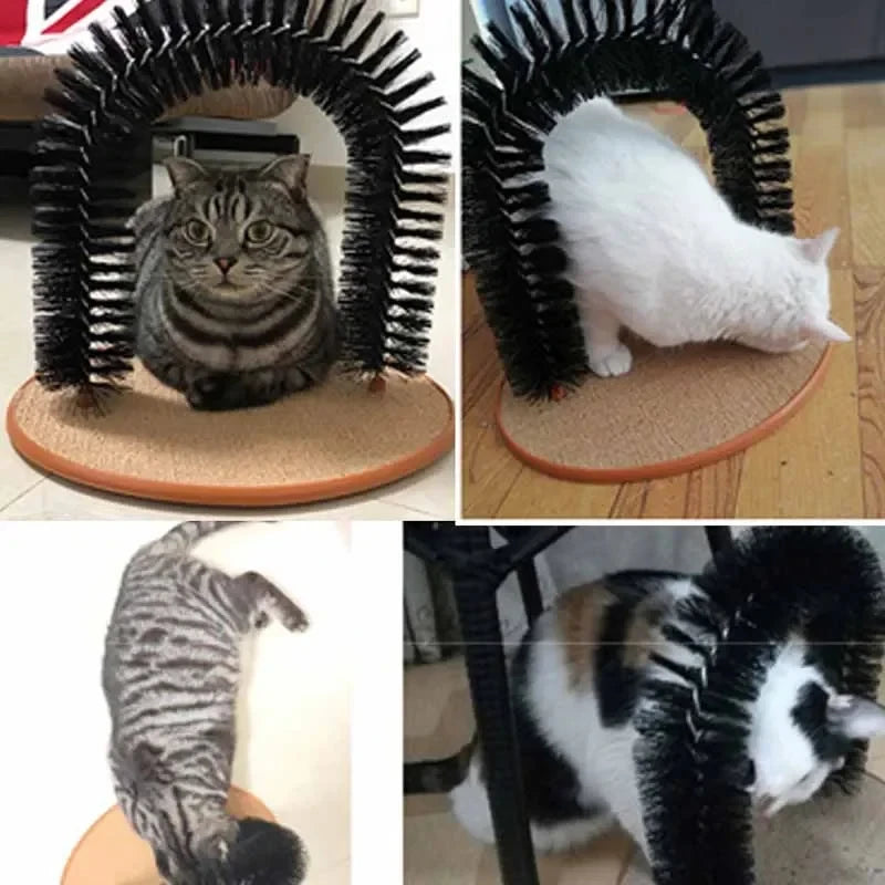 Cat Self-Grooming Arch Toy with Massage Brush and Scratching Pad - My Pet Serenity