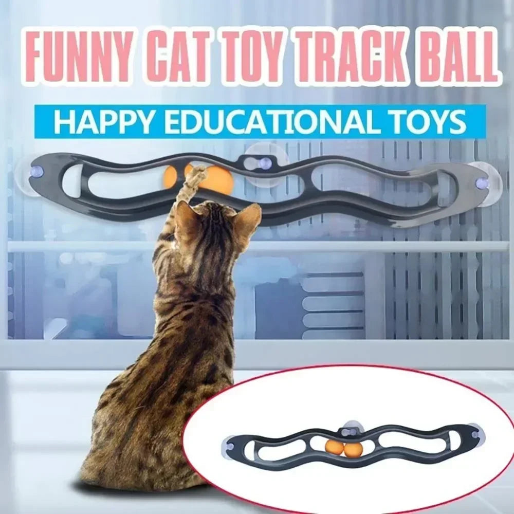 Cat Track Toy with Suction Cup Ball for Window/Glass Mount - My Pet Serenity
