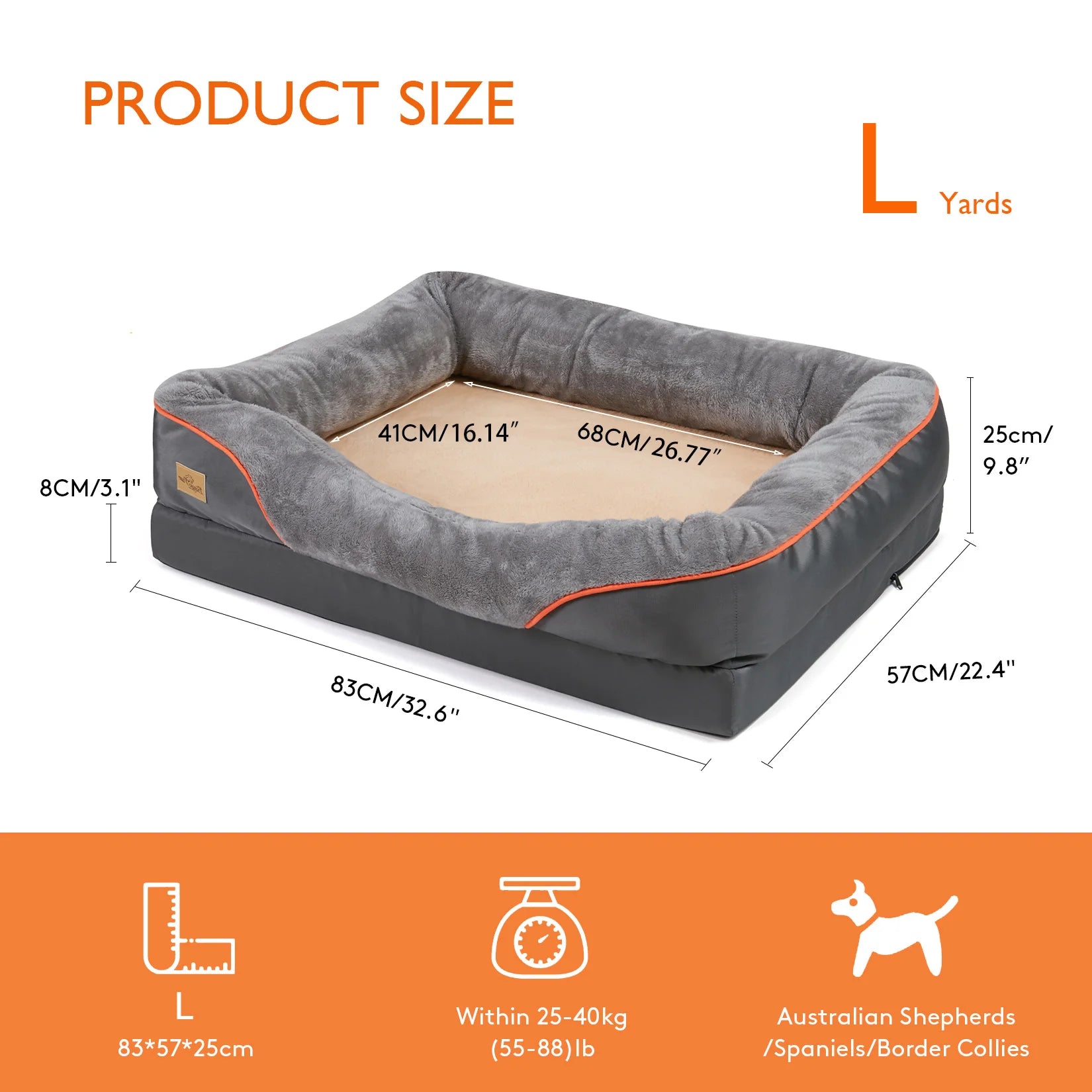 Large orthopedic memory foam dog bed with bolster and waterproof - My Pet Serenity